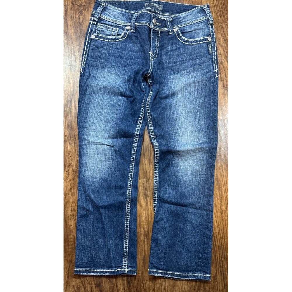 Silver Suki Capri Women’s Jeans 28 Dark Wash Heavy Stitching
